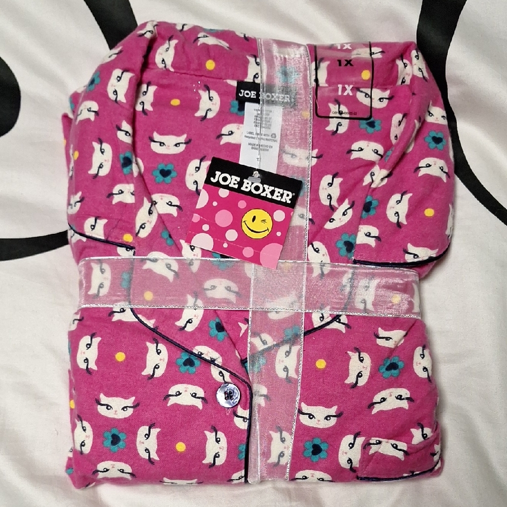 Joe Boxer Fuchsia Pajama Set with Cat Design